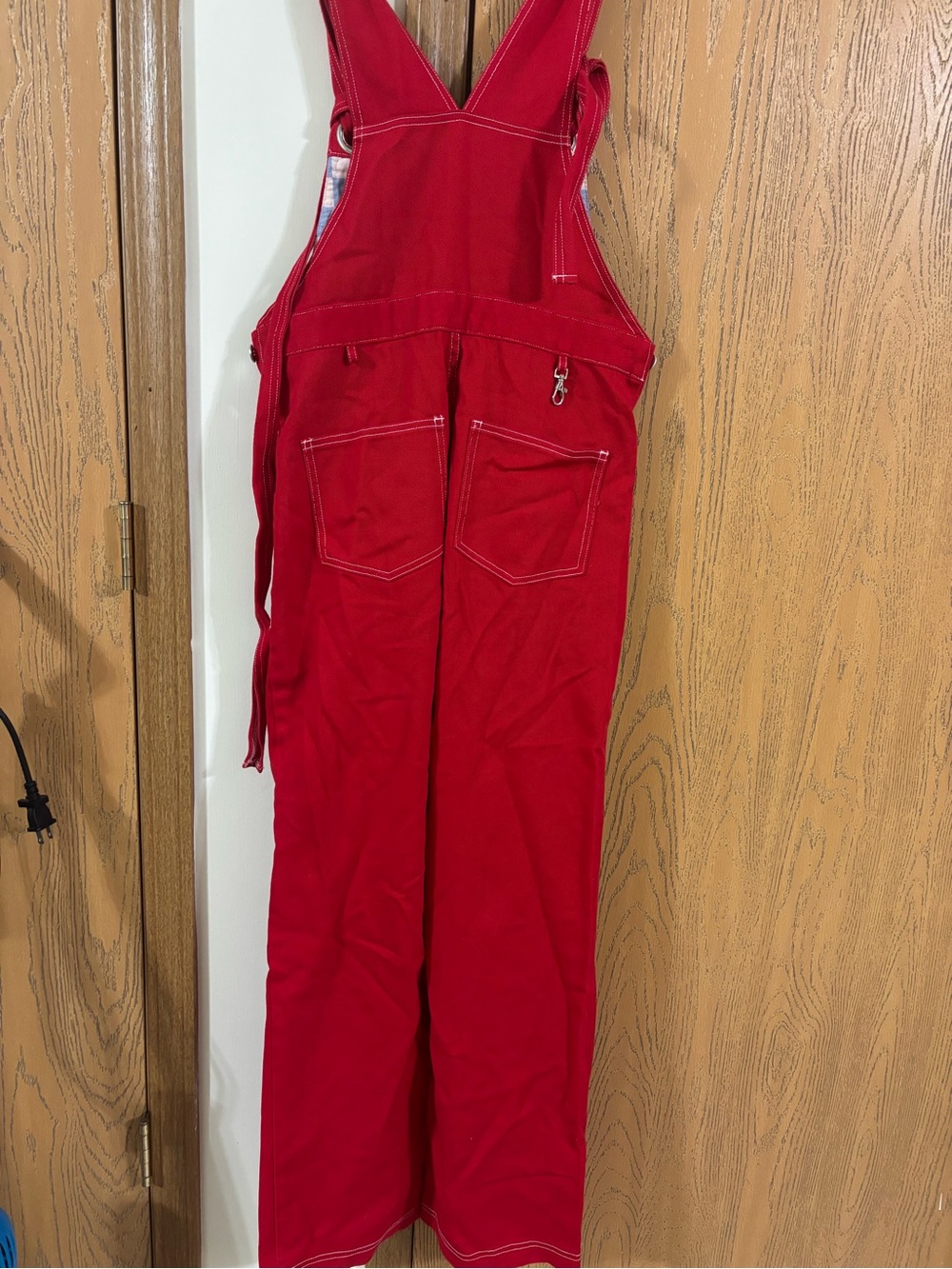 Justice Bright Red Girls' Overalls with Embroidered Front Pocket - Picture 4 of 5